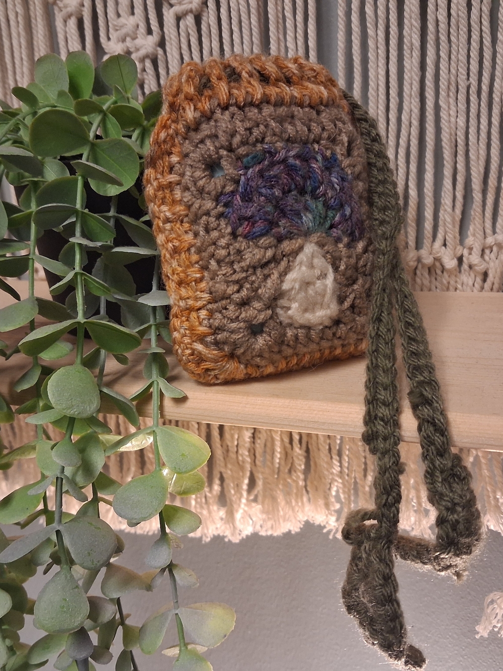 Crochet Mushroom Drawstring Pouch | Mini Earbud Bag | Handmade Cottagecore